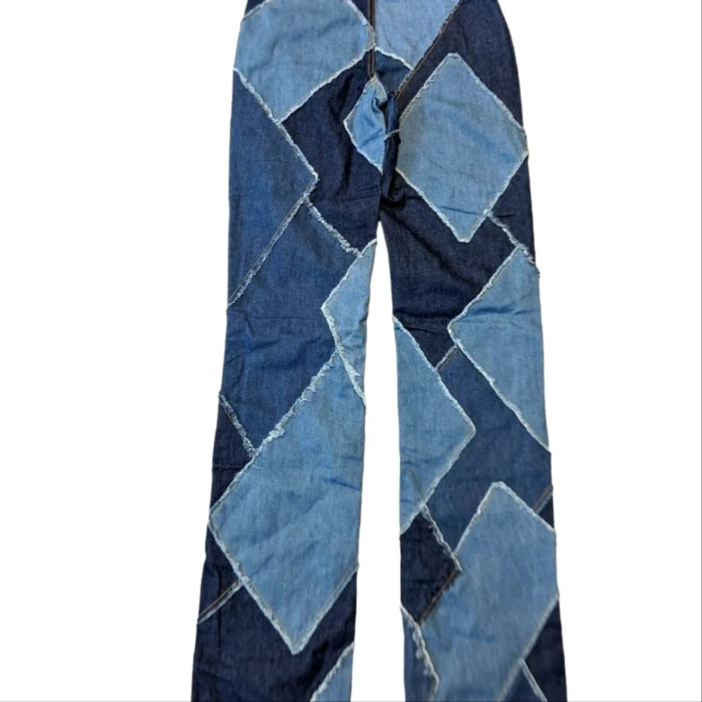 **SOLD** NEW JARED LOW RISE DIAMOND Y2K PATCHWORK JEANS Size 24 - Picture 6 of 11